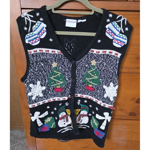 Vintage Bobbie Brooks Christmas Sweater Vest Size Small Holiday Snowman - Picture 1 of 8